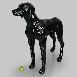 Glossy Black Greyhound Dog Mannequin